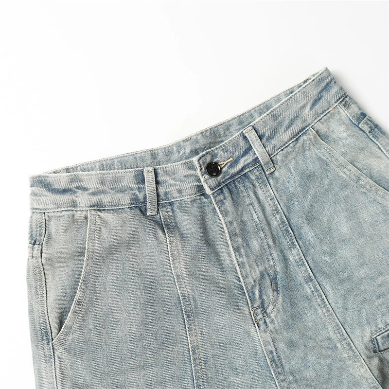 vintage multi pocket jeans mens harajuku cargo denim pants retro hip hop straight loose jean pants men clothing unique cargo style 1293