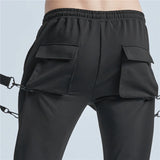 rainbowtouches pants brand mens high street multiple pockets design solid color tidal current overalls concise style baggy pant unique default style 1053