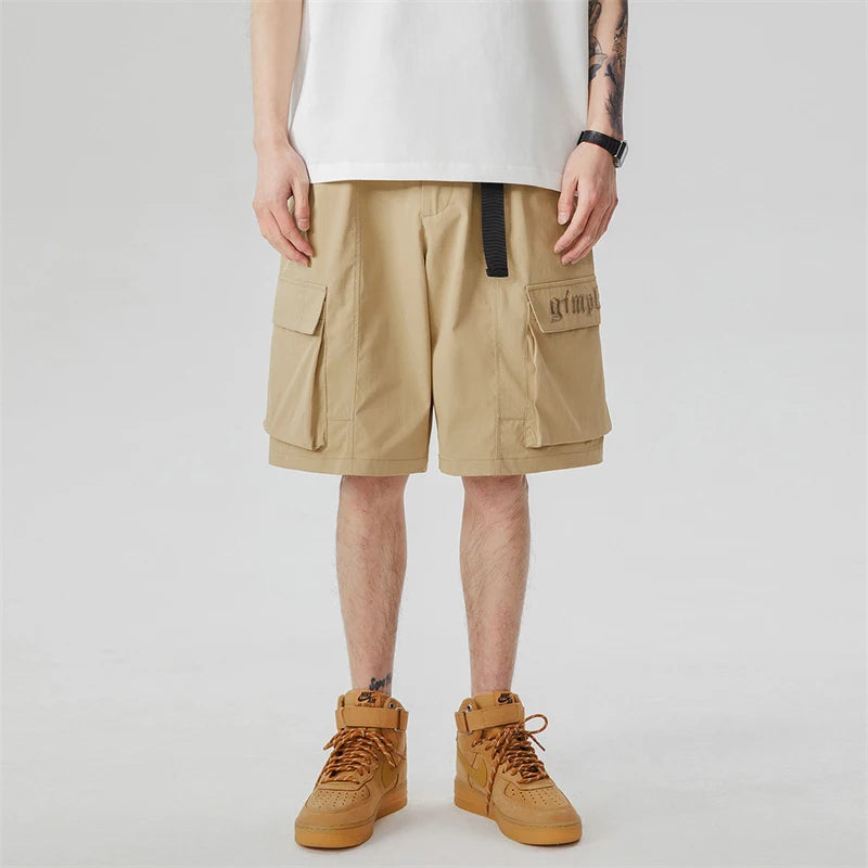 summer new american retro cargo shorts for men casual multi pocket baggy y2k shorts streetwear hip hop embroidery short cargo military streetwear pants
