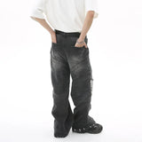 fashion loose streetwear denim jeans new casual wide legs straight jean pants hip hop ripped joggers baggy jeans men clothing urban active pants