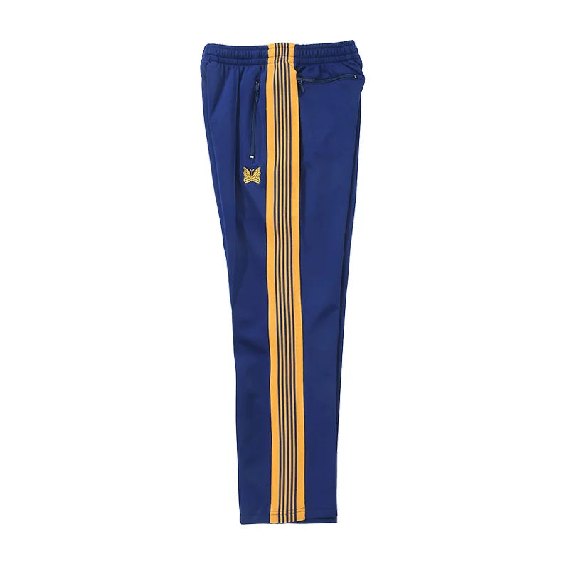 blue pattern embroidery casual motion pants men woman fashion street side edge weaving straight cylinder trousers unique default style 4715