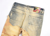 men fashion slim ripped jeans color block patchwork trend denim pants streetwear hip hop jeans trousers for male unique jeans style 477