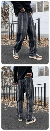 men streetwear brand fashion hip hop loose casual straight stripe motorcycle denim jeans pant cityboy y2k jeans trousers unique jeans style 2532