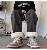 high quality stripe plaid mens trousers baggy straight fashion classic padded autumn winter casual pants male plus size m 8xl unique default style 1182