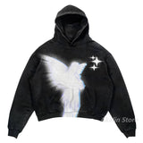 Gothic Oversized Tee – Harajuku Streetwear Men Oversized Angel Print Hoodies – Streetwear Fashion for Men & Women