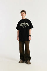 Harajuku Aesthetic piece – Japanese Loose Turtleneck Mens Printed Short Sleeved T Shirt