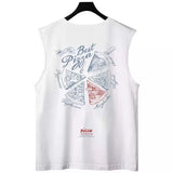 Sadcore Crying character – New Anime Cartoon Pizza Print Tank Tops Men 2024 Summer Hip