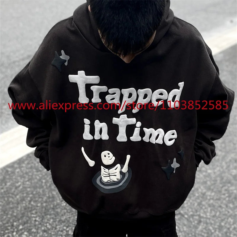 2024 Autumn Winter New Vintage Velvet Hoodie Long Sleeve American Heav