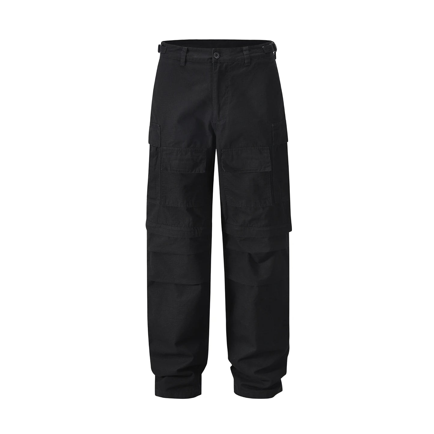 american streetwear zipper cargo straight trousers two different wearing washed detachable multi pocket mens balck tactical pant baggy cargo bottoms