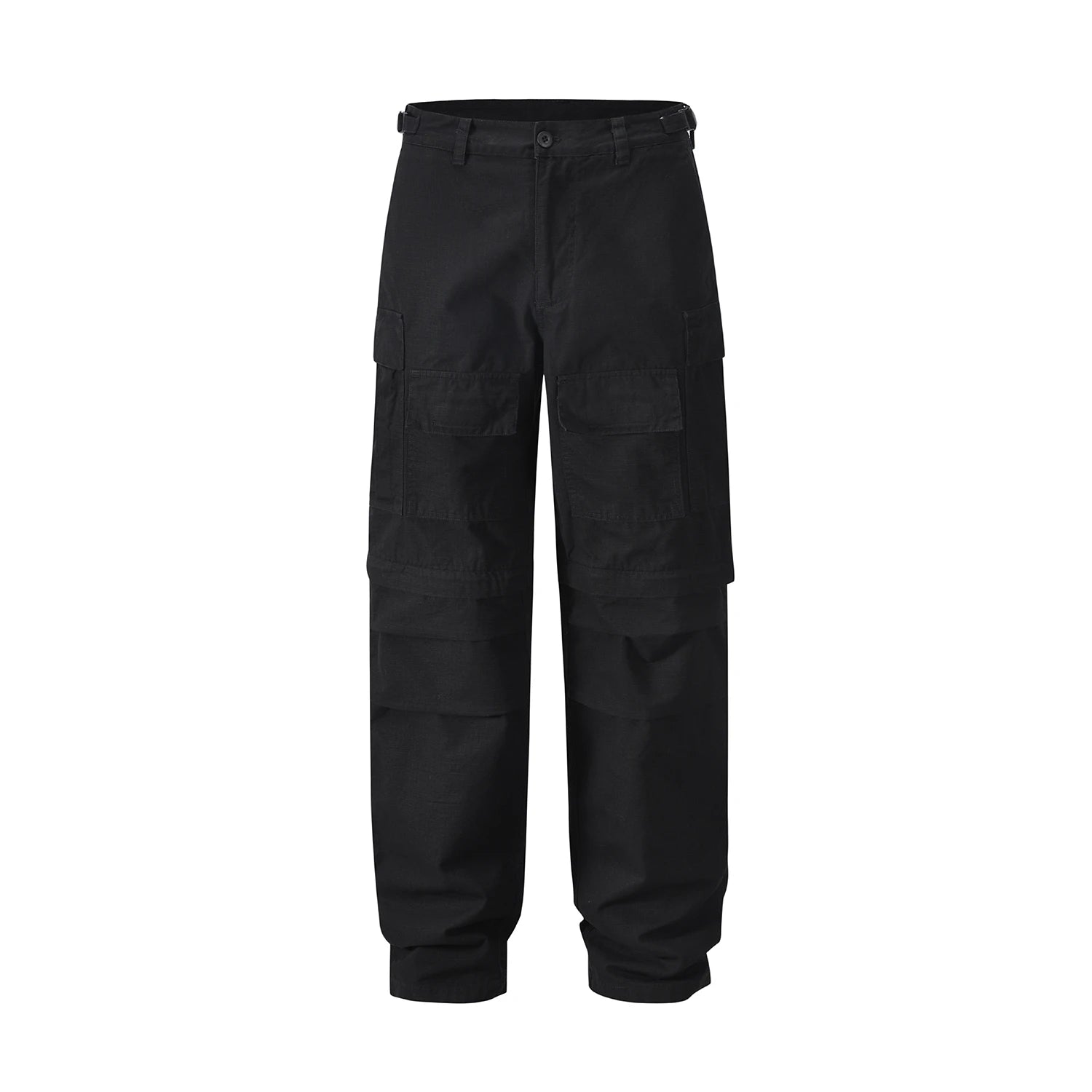 american streetwear zipper cargo straight trousers two different wearing washed detachable multi pocket mens balck tactical pant baggy cargo bottoms
