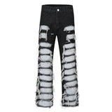 fashion destroyed ripped tassel holes denim jean pants mens casual loose straight baggy y2k jeans hip hop streetwear joggers unique joggers style 6