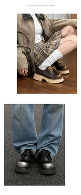 High Street Big Toe Leather Designer Shoes Men Women Streetwear Fashion Hip Hop Vintage Lightweight Casual Increase Derby Shoes