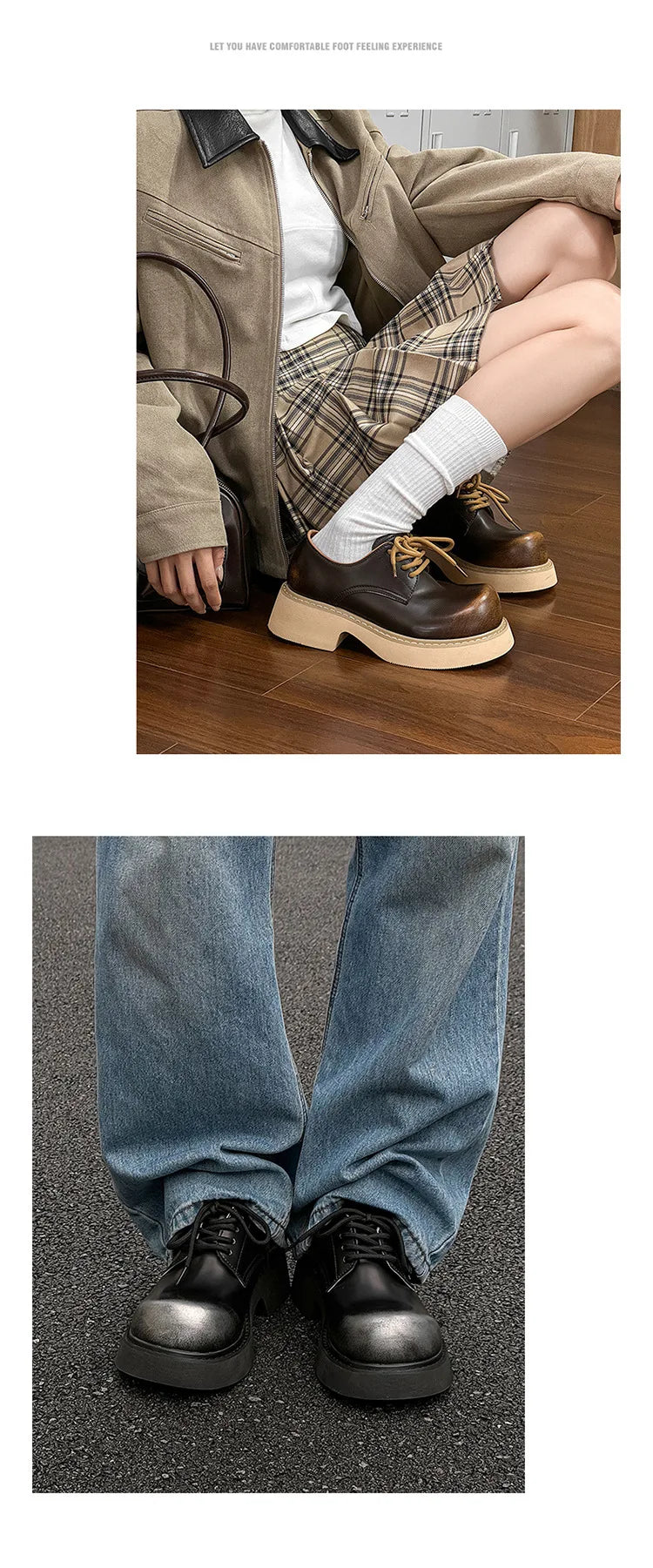 High Street Big Toe Leather Designer Shoes Men Women Streetwear Fashion Hip Hop Vintage Lightweight Casual Increase Derby Shoes