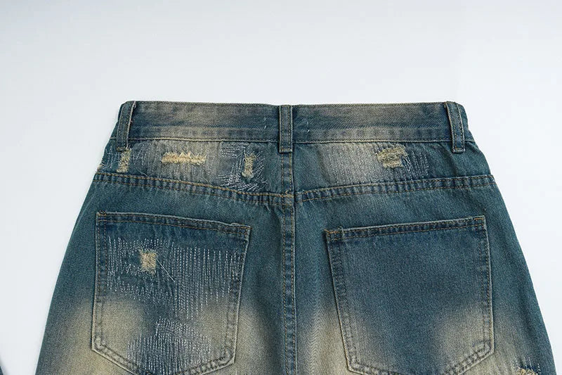 destroy ripped scratched patchwork denim jeans mens casual straight biker zipper trousers streetwear hip hop jean pants joggers unique joggers style 3913