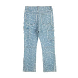 men distressed ripped patchwork paisley denim jean trouser fashion zipper biker jeans streetwear flare pants loose joggers jeans unique joggers style 5038