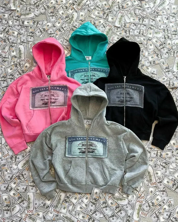 Printed Personalized Patterns Street Style Street Hooded Cardigan Long