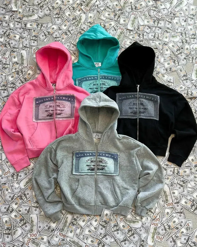 Printed Personalized Patterns Street Style Street Hooded Cardigan Long