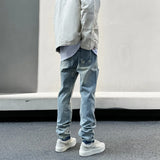 mens high street denim jean pants new casual blue slim ripped holes straight zipper jeans trousers hip hop streetwear joggers casual joggers