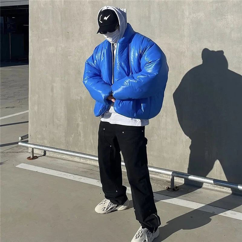 winter street style featuring kanye 2023 new high quality fashion high street plastic 3d cotton coat black blue design – premium quality jacket for men