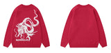 hip hop harajuku dragon pattern knitted sweater unisex o neck pullover streetwear y2k casual loose sweater warm jumper knitwear unique limited edition hoodie, Y2K vintage urban hoodie, streetwear fashion hoodie