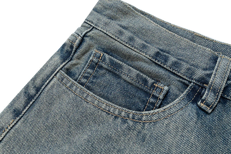 new washed faded distressed baggy jeans for men straight high street retro casual denim trousers vintage loose cargo pants unique cargo style 1412
