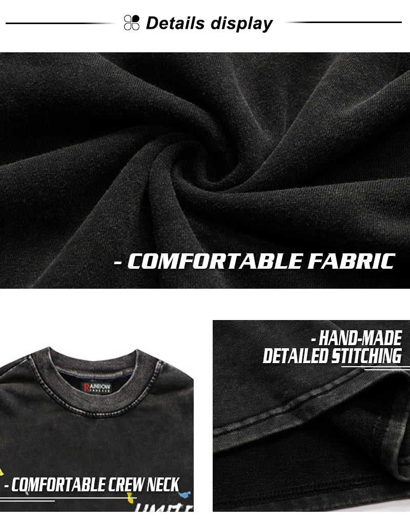 Gothic Streetwear – Rainbowtouches Men Lettered Printing Long Sleeve Top Rib Cre – Modern Streetwear for Everyone