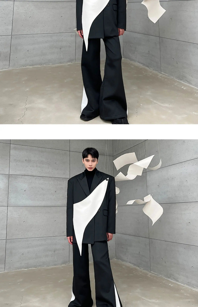 flare pants men vintage fashion casual bell bottom trousers male streetwear net celebrity long pants stage costume unique default style 2784