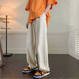 summer casual y2k streetwear straight pants men breathable korean fashion drape trousers solid color wide leg baggy sweatpants casual joggers