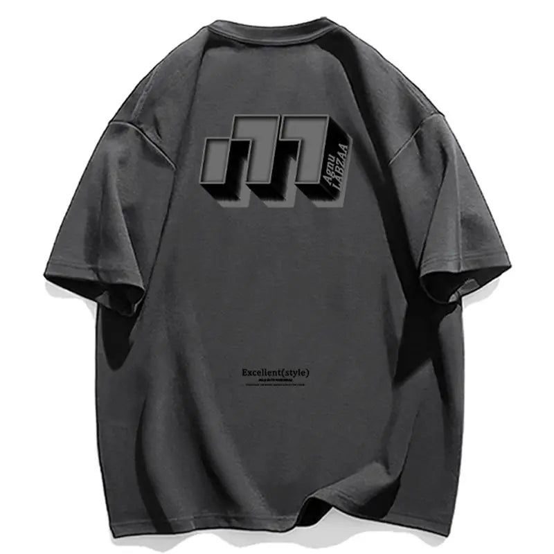 Skatercore Chrome print – Hip Hop Street Personality Letter Print Round Neck Short