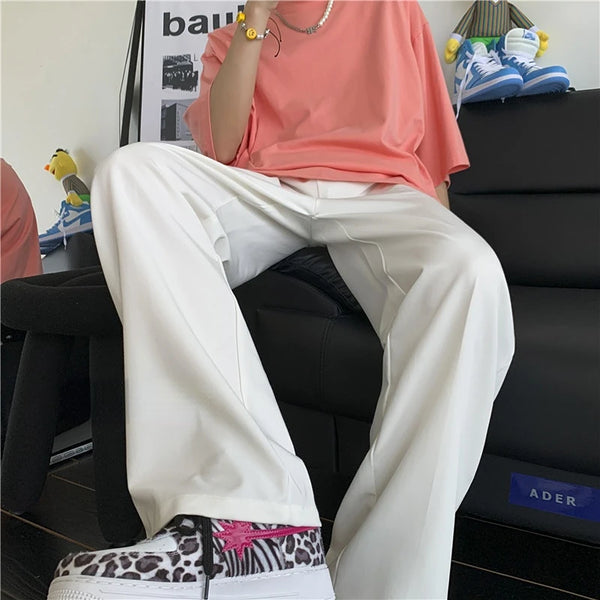 2023 summer new fashion casual trousers men loose straight side men suit pants korean casual pants boutique clothing urban fashion pants