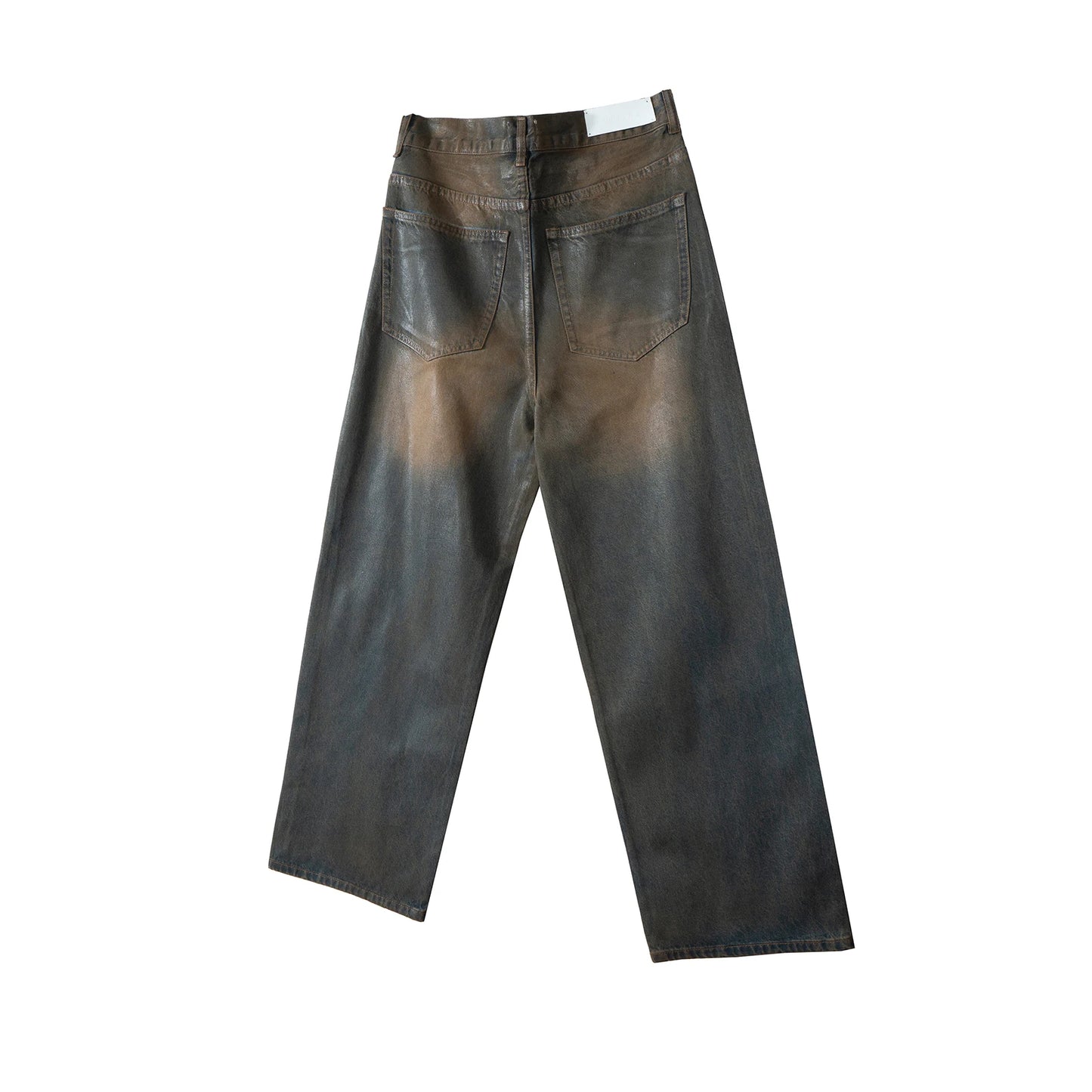 Oil Wax Coating Distressed Silhouette Jeans for Men and Women Washed Streetwear Baggy Denim Trousers Oversized Ropa Hombre Cargo