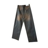 Oil Wax Coating Distressed Silhouette Jeans for Men and Women Washed Streetwear Baggy Denim Trousers Oversized Ropa Hombre Cargo