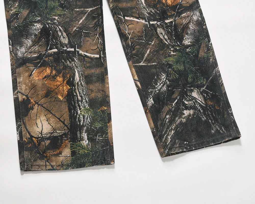 y2k streetwear vintage pantalones hombre trees camouflage jeans cargos for men patchwork straight baggy casual denim trousers 1 unique cargo style 603