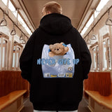 New Never Give Up Bear Printed Hoodies For Men Hip Hop Streetwear Pocket Pullover Sweatshirts Autumn Y2K Vintage Fleece Hoodie
