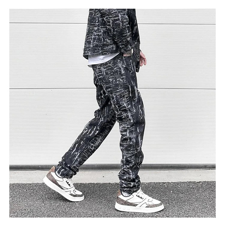harajuku irregular scratched ripped holes denim jeans men zipper jeans hip hop streetwear new casual slim fit joggers jean pants unique joggers style 970