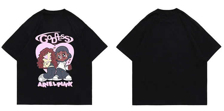 Harajuku Crying angel – Aolamegs Hip Hop T Shirt Men Cartoon Couple Print Streetwear
