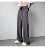 summer pleated pants men fashion oversized ice silk pants men japanese streetwear hip hop loose straight pants mens trousers unique default style 1239
