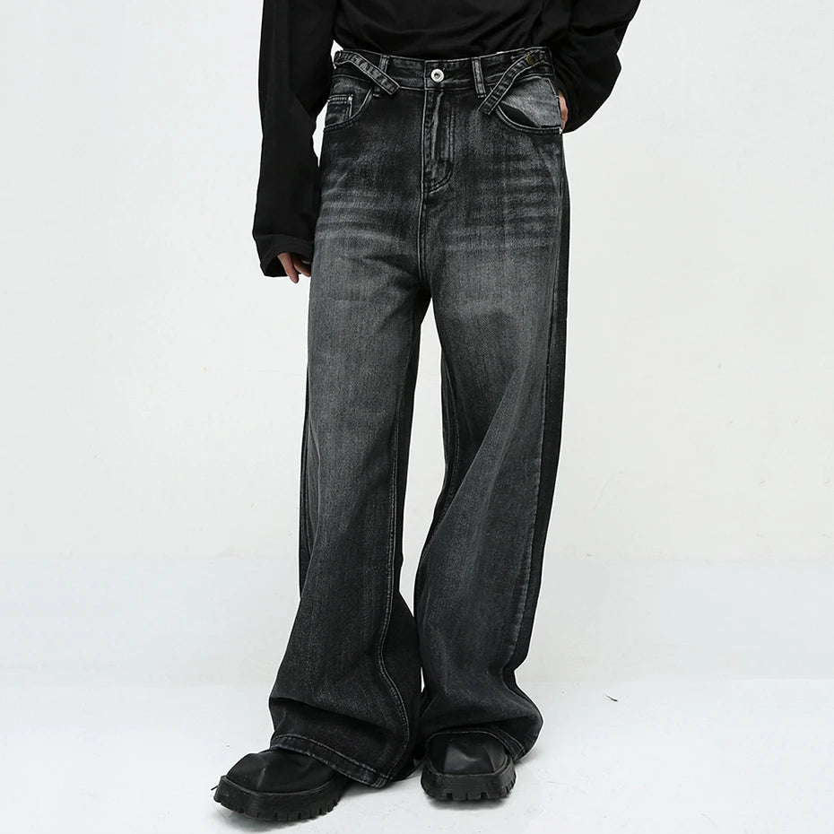 mens black baggy jeans male casual loose straight jeans trousers vintage hip hop denim pants urban skinny jeans