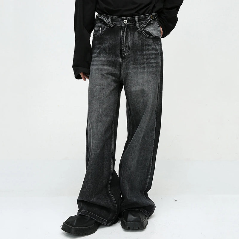 mens black baggy jeans male casual loose straight jeans trousers vintage hip hop denim pants urban skinny jeans