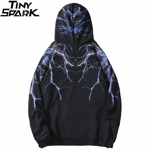 Hip Hop Lightning Hoodie Sweatshirt Men Harajuku Streetwear Hooded Pul