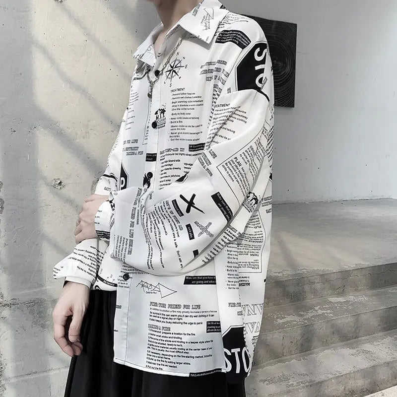 Tie dye loose shirt men long sleeved early autumn Korean version student ins men shirt dark abstinence inch shirt men shirts y2k