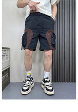 cargo shorts american fashion 2024 summer young men dark workwear casual half pants zipper big pocket beach shorts korean fashio military streetwear pants