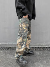 european and american tree grain camouflage jeans mens slim fitting splashing ink trendy hip hop tapered denim pants camou jeans unique jeans style 1421