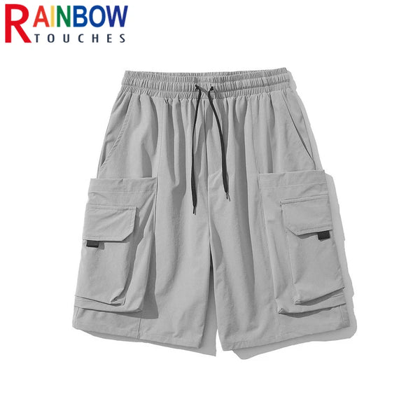 rainbowtouches 2022 men shorts vintage tidal trend casual shorts concise pants high street big pocket design loose men shorts drawstring street shorts