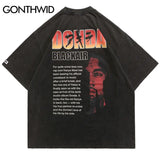 Harajuku Oversized Shirt – Hip Hop Streetwear T Shirt Mens Vintage Poster Graphic Print – Modern Streetwear for Everyone