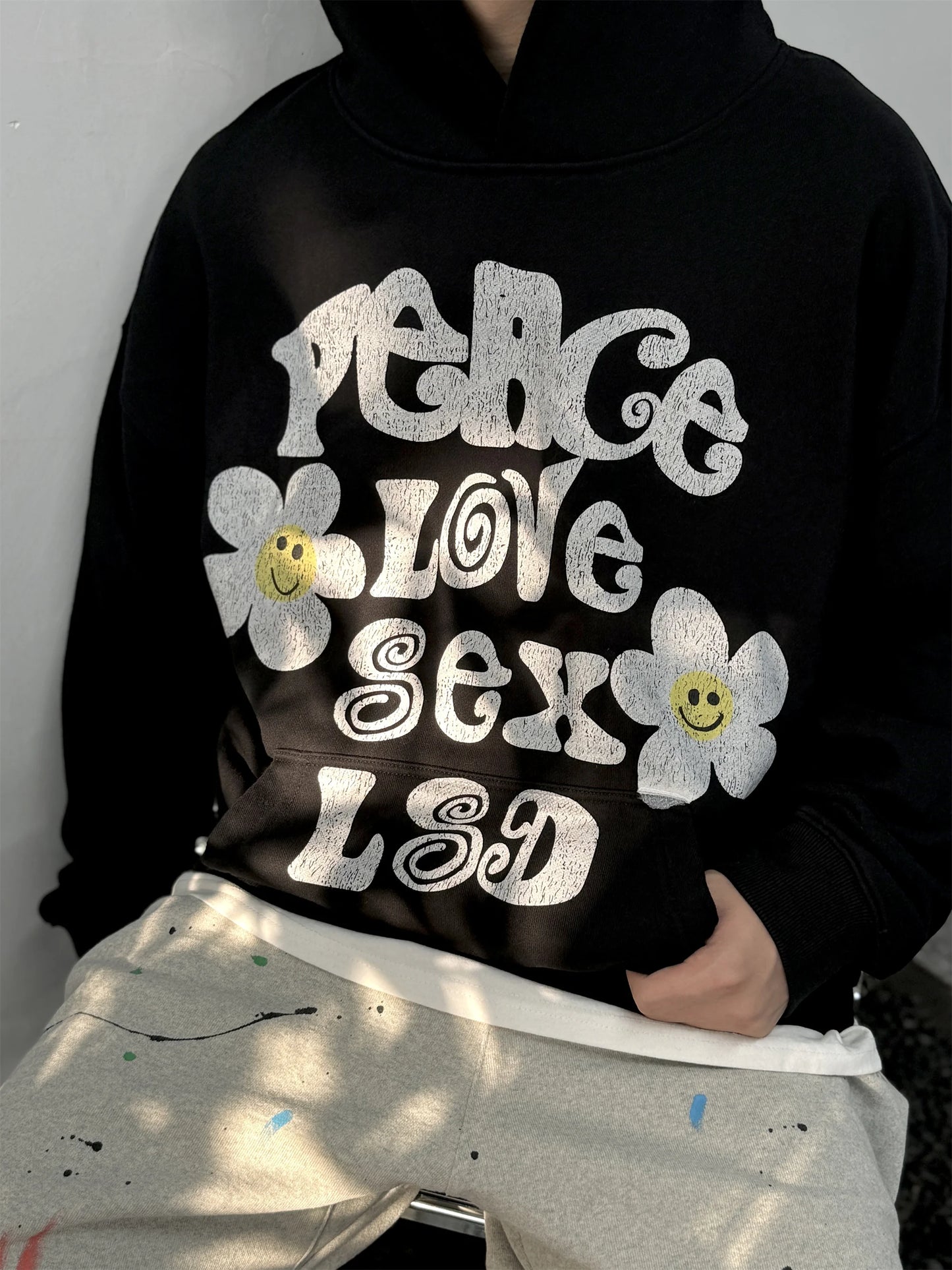 hip hop knitted pullover, bold design pullover, cozy fashion fit, stylish street outfit, modern aesthetic appeal