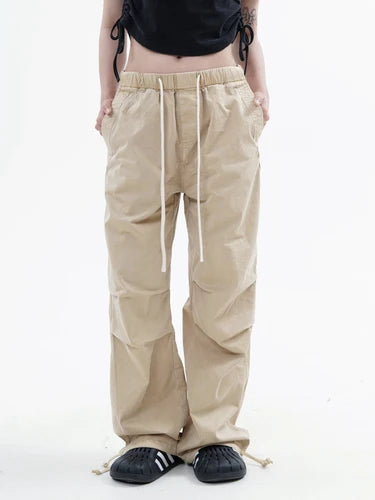 knee fold baggy pants unisex casual elastic waist straight trousers streetwear fashion drawstring women men hip hop y2k joggers unique joggers style 1249