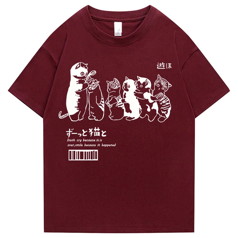 Glitchcore Design – Mens Oversized T Shirt Clothing Hip Hop Cat Shower Street Pr – Edgy Streetwear for All Genders