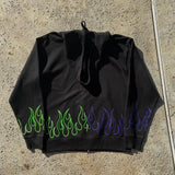 Y2K Womens Clothing Full Zipper Sweatshirt Black Red Pullover Long Sle
