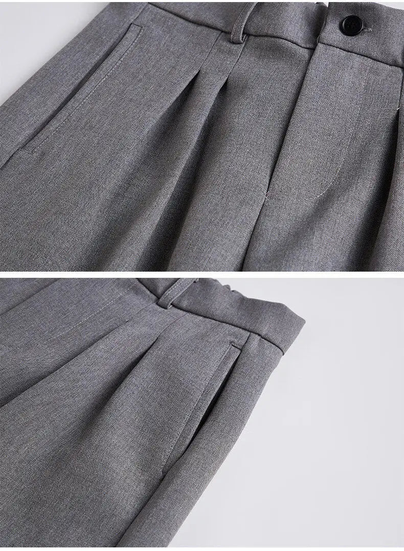 men loose casual korean streetwear fashion vintage straight wide leg suit pants trousers cityboy baggy pants unique default style 1726